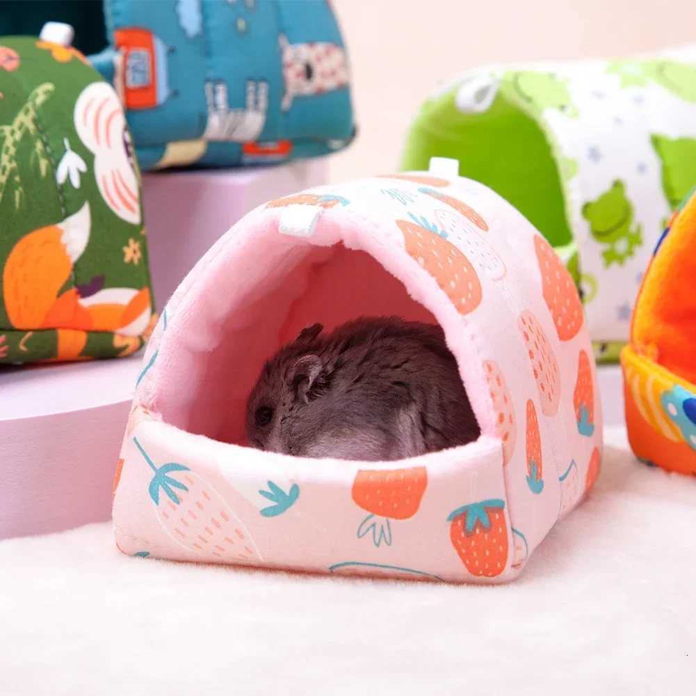 Cute Small Animal Sleeping Bed Rabbit Squirrel Guinea Pig Nest Hamster House Winter Colorful Mini Cage Comfortable Soft Warm Mat M251206