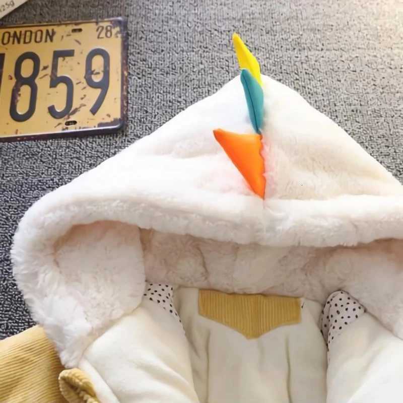 Winter Kids Corduroy Hooded Jackets Boys Cartoon Outerwear 0-6Y Young Children Casual Clothes Autumn Girls Thick Warm Coats 2024W251206