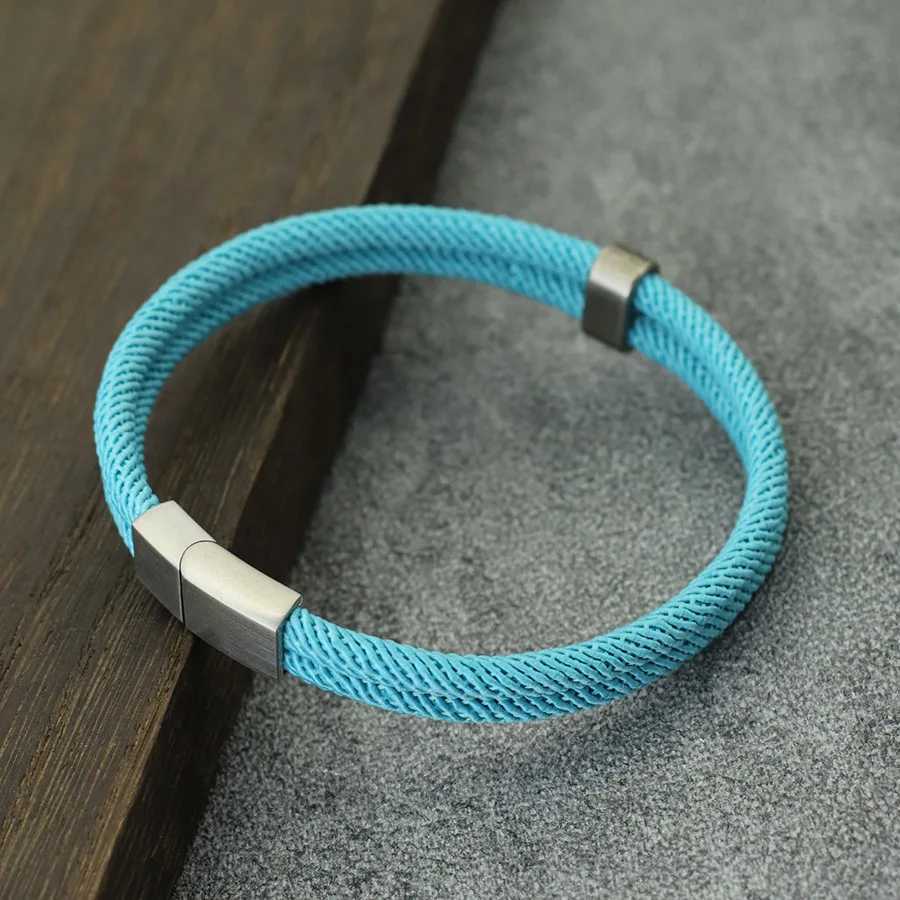 New Fashion Rope Bracelet Men Silver Color Stainless Steel Buckle Fabric Braclet Accesorios Hombre Red Thread Braslet Pulseira W251206