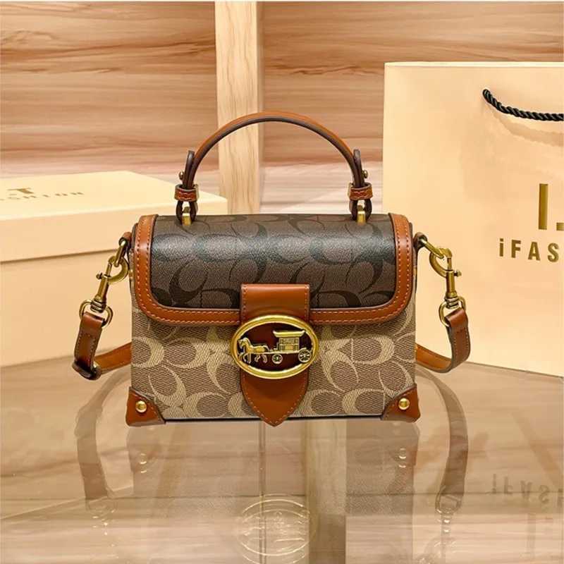 New minimalist and fashionable small handbag contrasting color womens bag high-end carriage crossbody bag portable box bagT251206