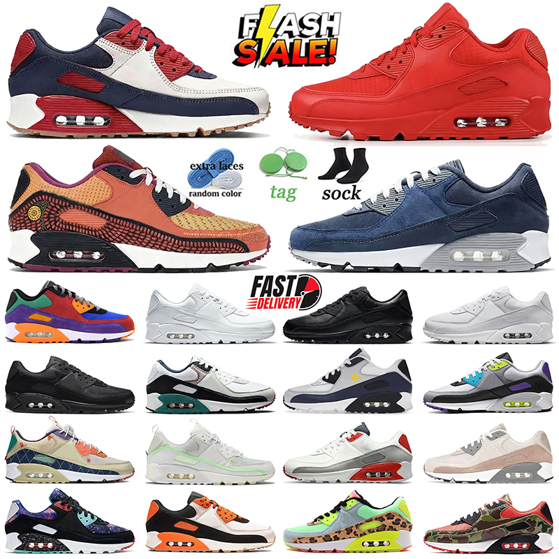 Athletic Mens Trainers Running Shoes 90s airmaxx 90 Men Women University Home Away Red Obsidian Dia de los Muertos Triple White Leather Black Mesh Sports Sneakers