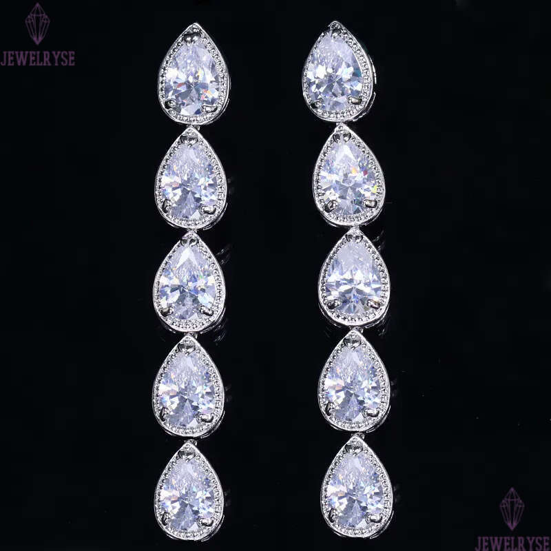 Luxury jewelry Long Dangle Water Drop earring designer for woman White AAA Cubic Zirconia Copper 18k Gold Diamond Earrings Women Bride Wedding Friend 