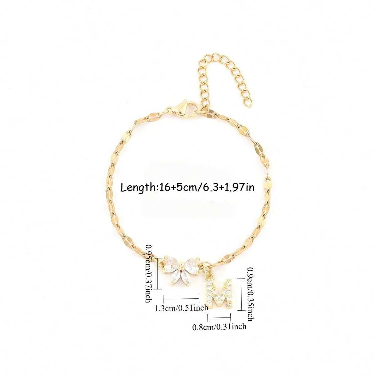 Fashion Crystal Bow Knot Pave Zirconia Initial Stainless Steel Gold Color Lip Chain Bracelet For Women Valentines Gifts W251206