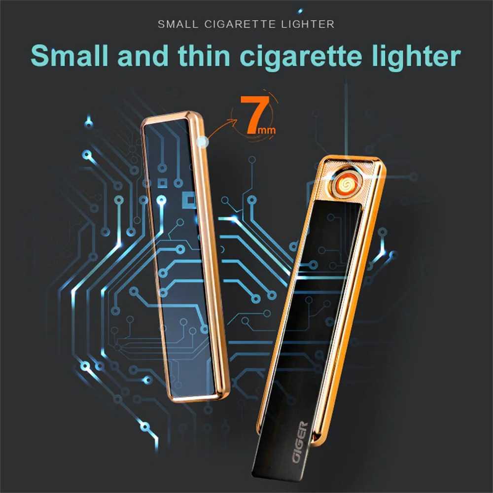Internet Celebrity Explosion Metal USB Rechargeable Tungsten Lighter Portable Windproof Cigarette Lighter Mens Gift Gadget H251206