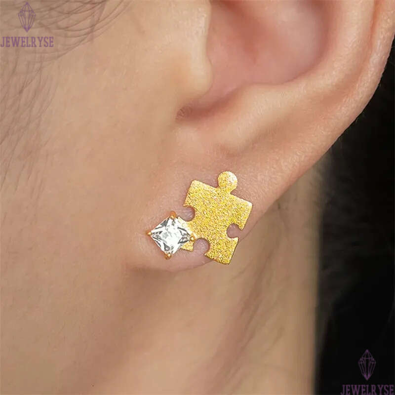 original puzzle 18k gold designer stud earring for woman AAA cubic zirconia ear clip luxury earrings womens jewelry S925 silver needle party girls fri
