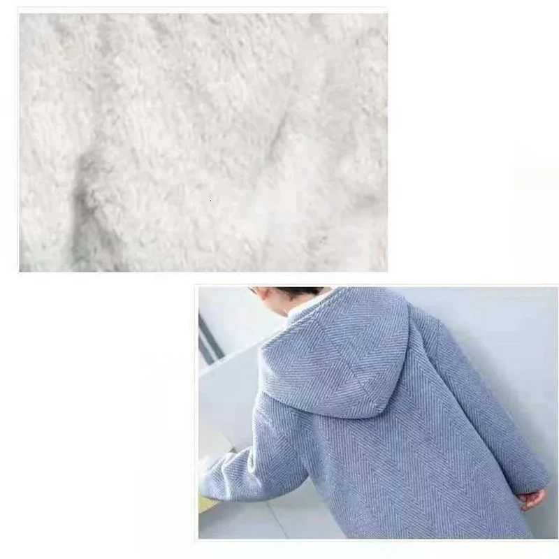 Winter Woolen Jacket For Boy New 2024 Korean Version Fashion Thickening Handsome Mid-Length Keep Warm Casual Childrens ClothingW251206