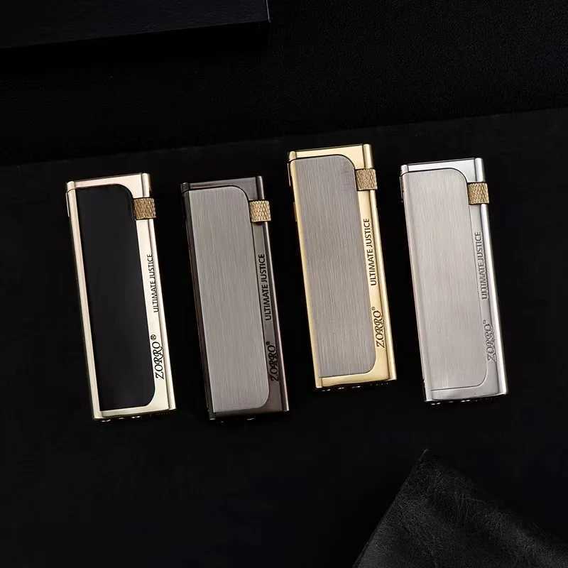 Metal Zinc Alloy tra Thin Slim Grinding Wheel Side Slip e Copper Butane Gas Lighter Smoking Accessories Gadgets H251206