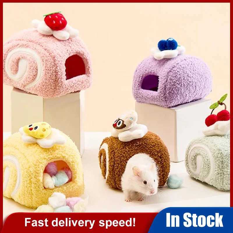 Cute Desserts Cake Plush Hamster House Small Animal Cage Landscaping Supplies Mouse House Small Pet Nest Pet Toy Hiding House M251206