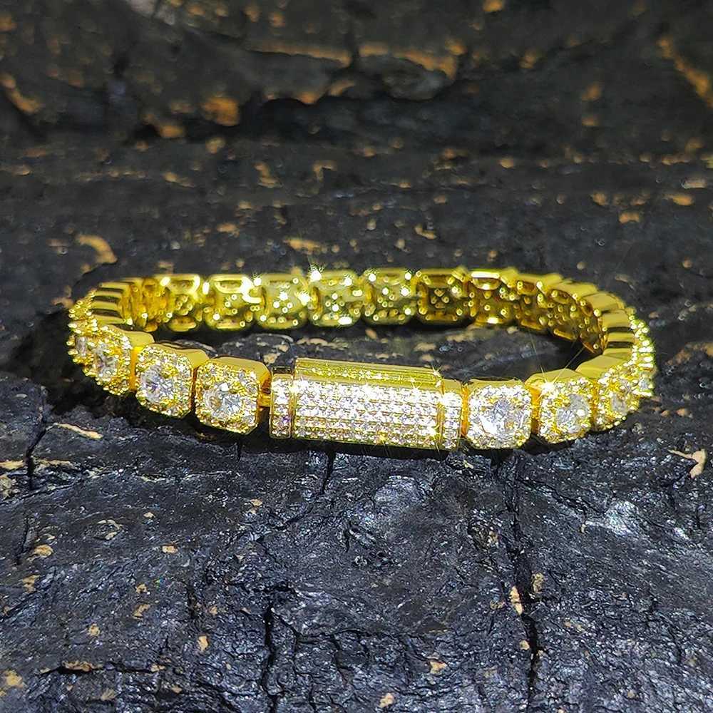 7mm Iced Tennis Chain Bracelet Bling Zircon Cluster Diamond 18k Gold Plated Bracelet for Women Men Birthday Gift Hip Hop Jewelry W251206