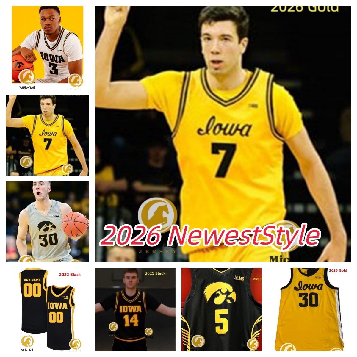 Alvaro Folgueiras Iowa Basketball Jersey 14 Bennett Stirtz 3 Cam Manyawu 5 Peyton McCollum 6 Tavion Banks 11 Kael Combs Custom Stitched IowaHawkeyes Jerseys