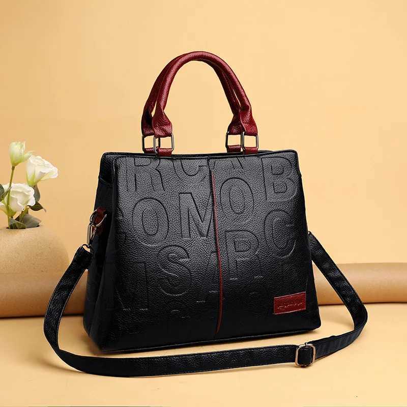 Fashion Letter Handle Bag Women PU Leather Shoulder Bag Large Capacity Handbag Designer Brands Crossbody Bag Lady Purse FemmeT251205