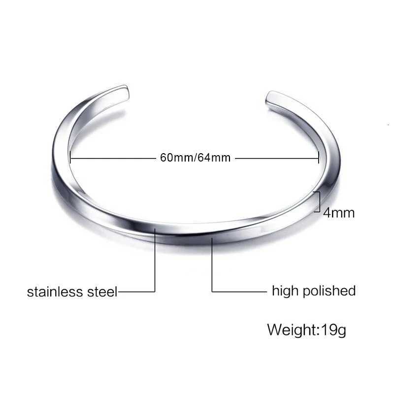 Vnox Vintage Stainless Steel Bangle for Men Women Mobius Twisted Cuff Bracelet Unisex Casual Pulseira Gents Jewelry W251206