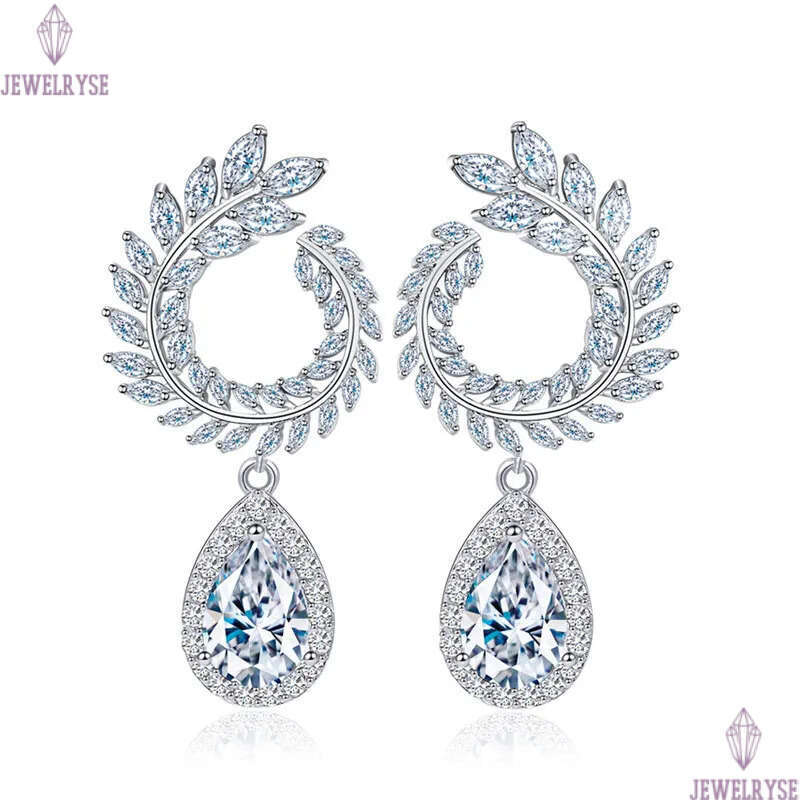 Luxury Bride Wedding Charm Long jewelry designer Silver earrings South American Water Drop Pearl White Blue Red AAA Cubic Zirconia Copper Earring For 