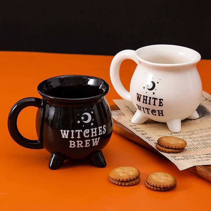 Creative Witches Brew Witch Cauldron Coffee Mug Black Ceramic Coffee Cups Halloween Tabletop Decoration For Halloween M251206 - view 5