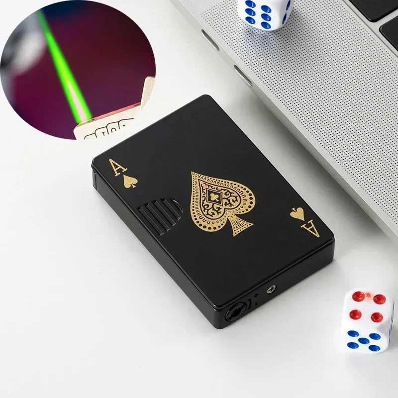 Windproof Butane Lighter Creative Playing Cards Design Ace of Spades Straight Metal Fun Gift for Men Smoking Accessories H251206