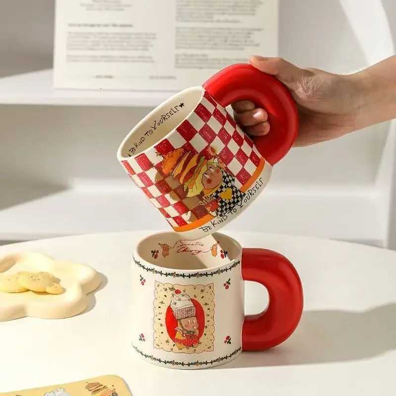 High Aesthetic Cartoon Ceramic Mug Cute Breakfast Milk Coffee Mugs Creative Couple Water Cup Gift Collaboration Free Stickers M251206 - view 5