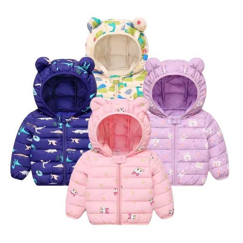 Childrens Cotton Coat Baby Cartoons Down Jacket Boys Hooded Colthing Girls Warm Winter Clothes Toddler Kids Outerwear 0-5YW251206
