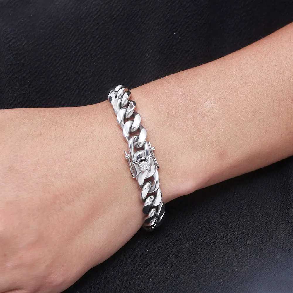 6mm-14mm18k Gold Plated Stainless Steel Cuban Bracelets Curb Cuban Link Chain Bracelets For Hiphop Jewelry W251206