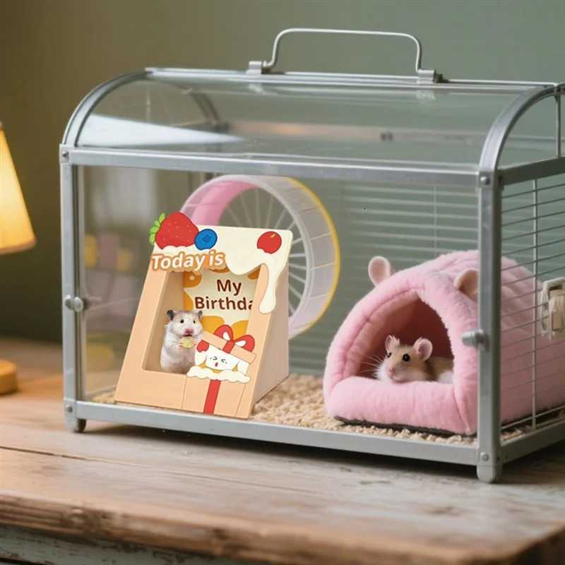 ABGR-Cozy Picture Frame Hamster House Hideout Wooden Small Pet Habitat For Hedgehog Guinea Pigs Ferrets M251206
