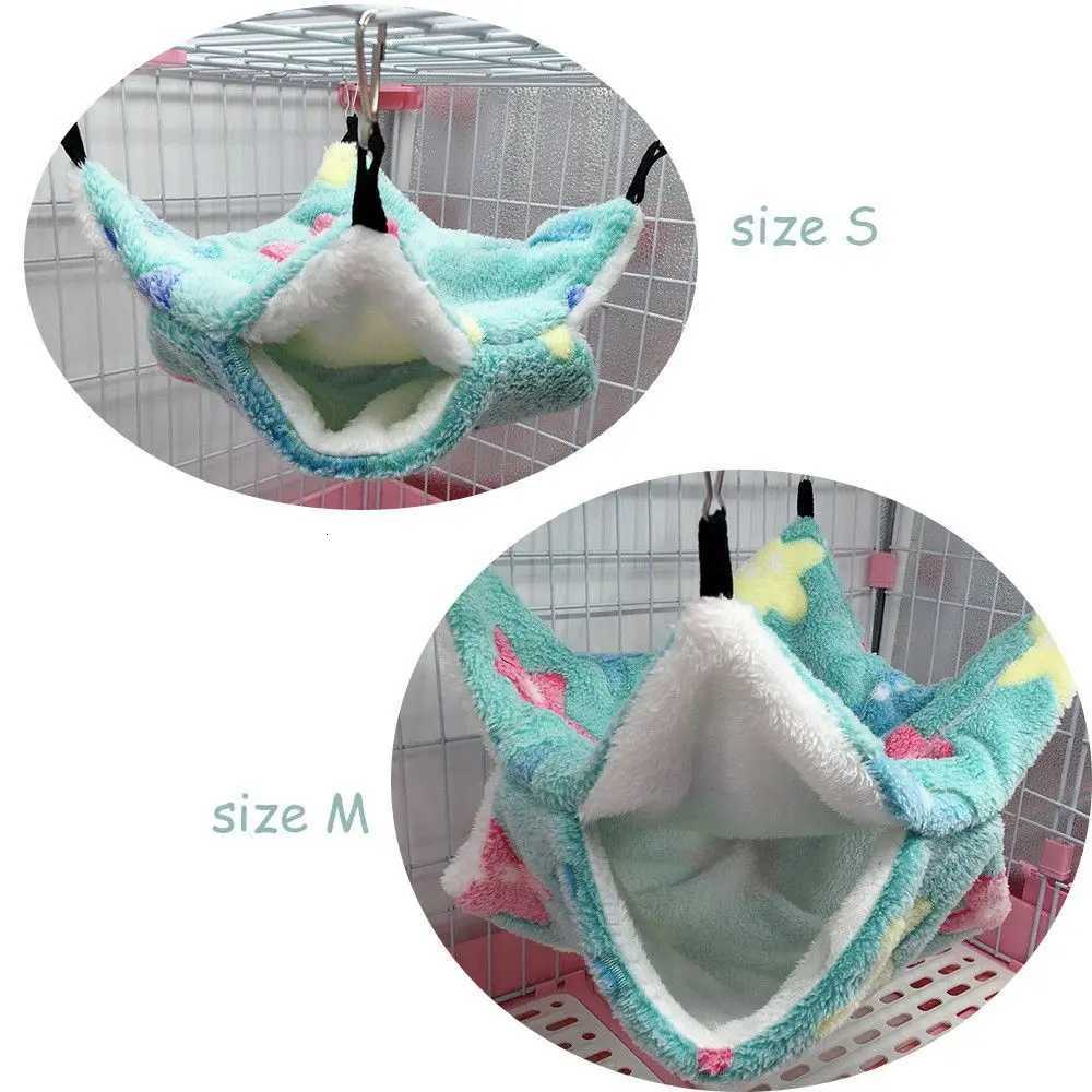 Small Animal Hammock Coral FleeceArctic Fleece Pet Hanging Hammock Hamster Ferret Rat Squirrel Cage Nest Warm Beds House Toys M251206
