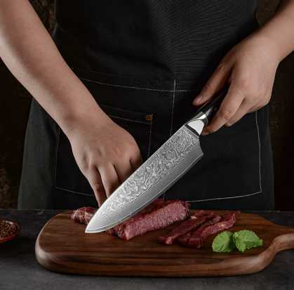 Household Damascus sharp small kitchen knife for cutting meat and vegetables, chef's knife, kitchen utensils H251206