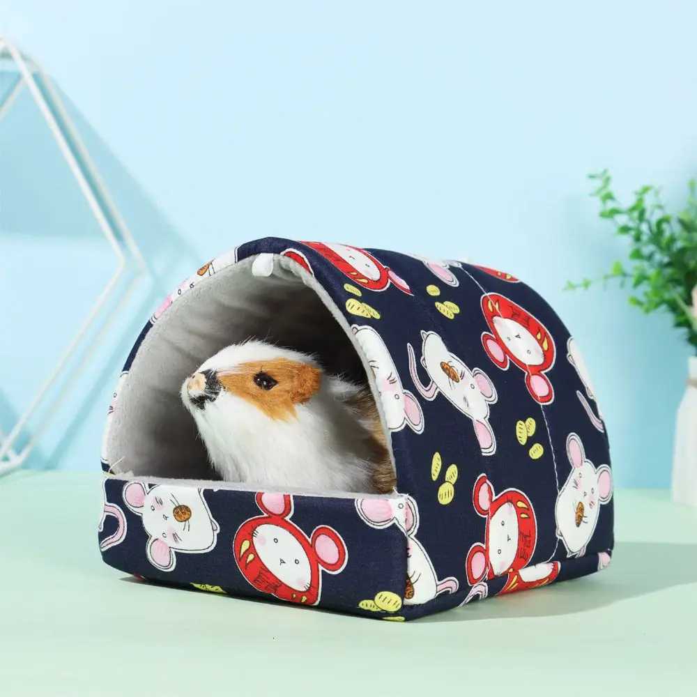 Soft Rabbit Colorful Squirrel Mini Cage Winter Hamster House Guinea Pig Nest Small Animal Sleeping Bed Warm Mat M251206