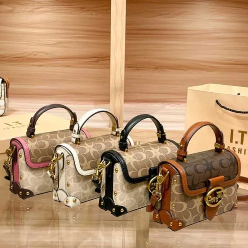 New minimalist and fashionable small handbag contrasting color womens bag high-end carriage crossbody bag portable box bagT251206