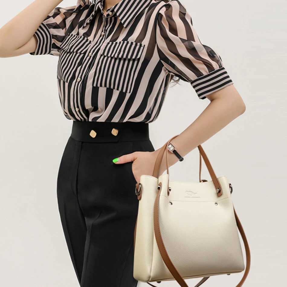 Genuine High Quality Leather Shoulder Crossbody Bags for Women Luxury Handbags Women Bag Large Capacity Soft Tote Messenger BagT251205