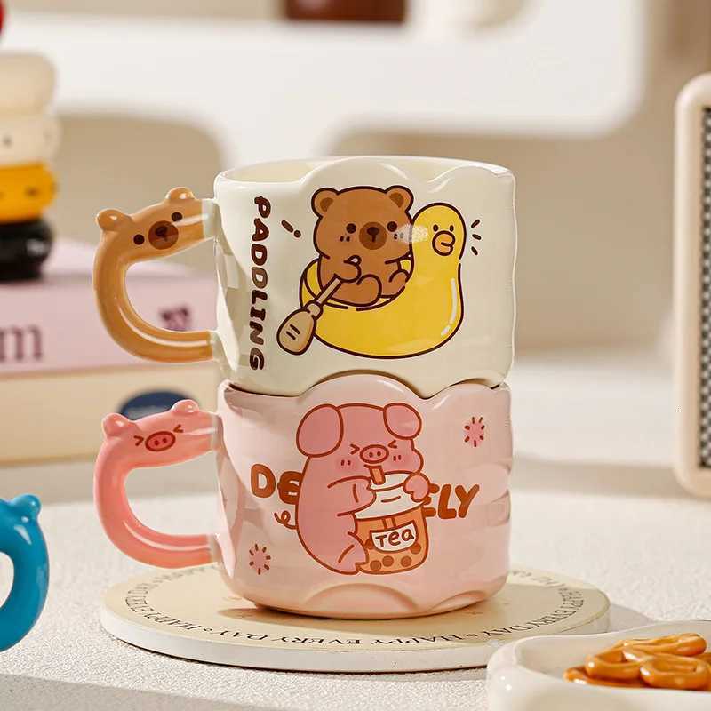 Kawaii Ceramic Cup Cartoon Animal Breakfast Oatmeal Milk Water Cup Cute Funny Household Handle Ceramic Mug Gift Drinkware New M251206 - view 4