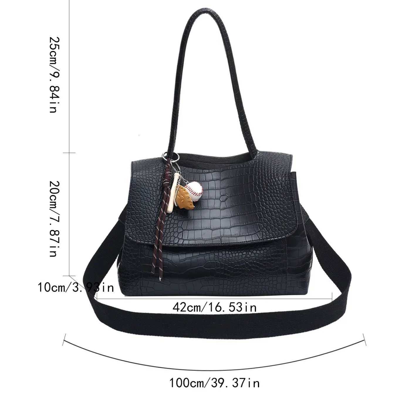 Crocodile Pattern Crossbody Bag For Women Black Shoulder Bag Brand Designer Women Bags Luxury PU Leather Flap Messenger HandbagT251205