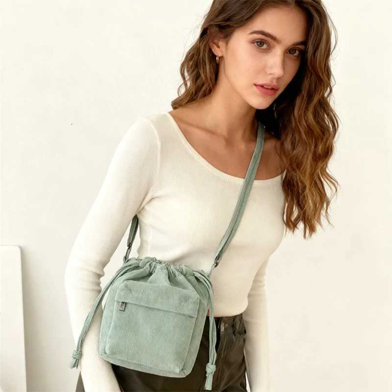 Korean Style Drawstring Bucket Bag - Womens Casual Lightweight Crossbody Bag Youthful Middle Shoulder Bag WholesaleT251206