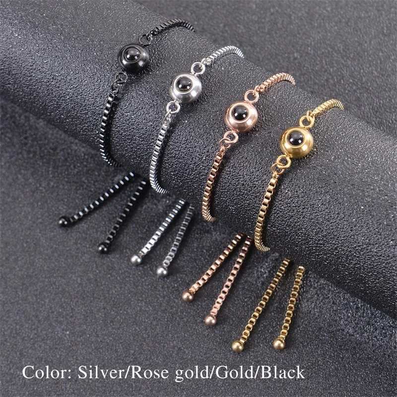 Custom Photo Bracelet Personalized Projection Bracelets with Picture Inside 100 Languages I Love You Stainless Steel Bracelet W251206