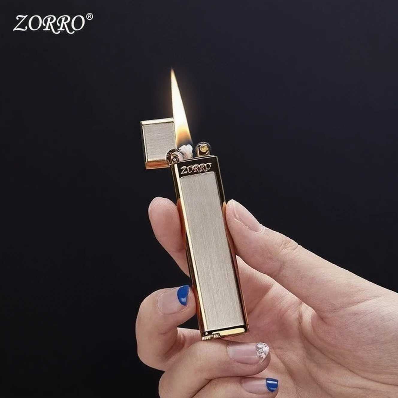 tra-thin Metal Lamp Oil Lighter Creative Grinding Wheel Portable Mens Smoking Ignition Accessories Gadgets Gifts H251206