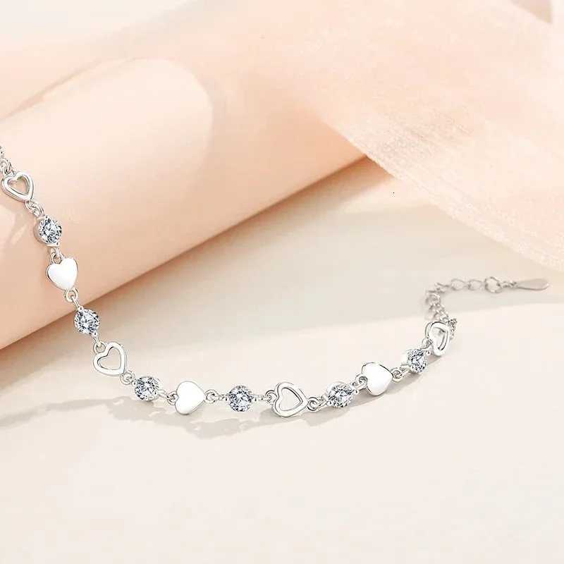 925 Sterling Silver Heart Shaped Bracelet For Women Retro Korean Versatile Zircon Charm Bracelets Original Party Jewelry Gifts W251206