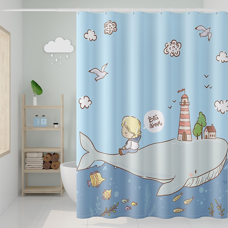 YL-37902 Cartoon Digital Print Shower Curtain, Bathroom Curtain, Partition Curtain, Hanging Curtain, Anti-mildew Shower Curtain
