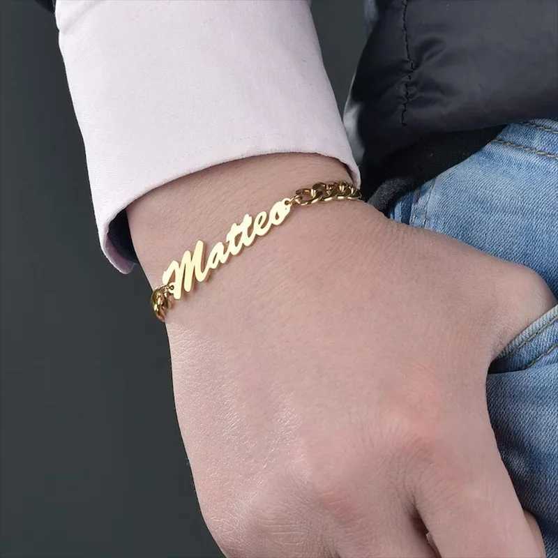 New Custom Name Charm Bracelet for Women Personalized Stainless Steel Cuban Bracelet Jewelry Accessories Boyfriend Couple Gift W251206