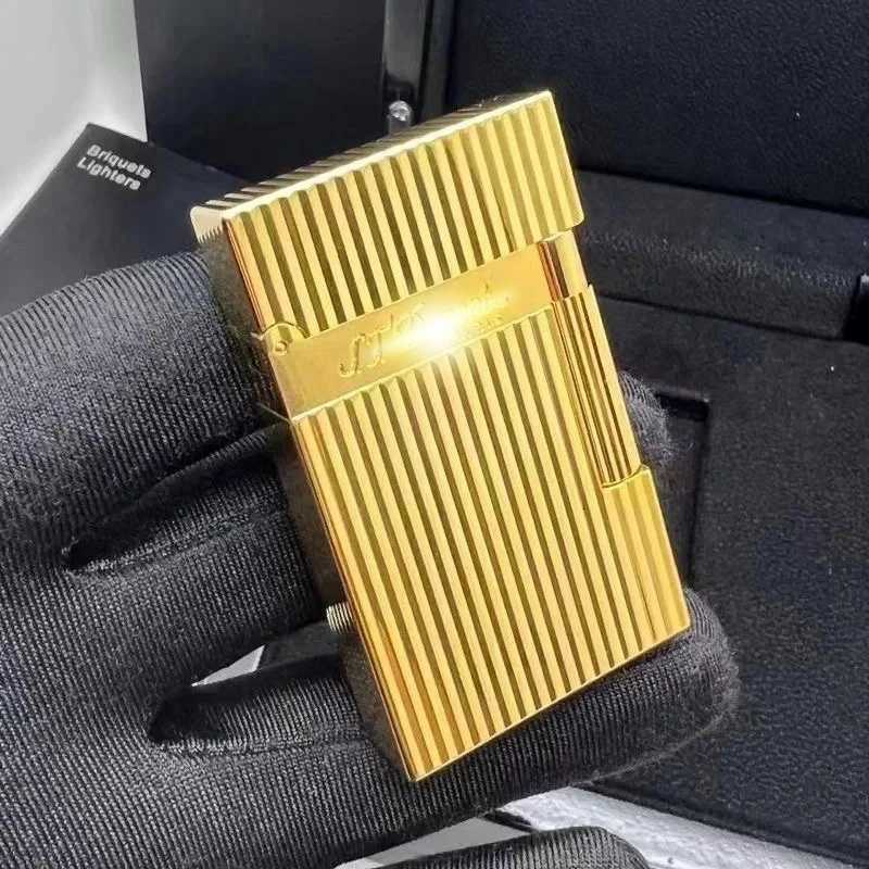 L1/L2 D Brand Options Available Vintage Silver Golden Stripe Line Copper Butane Lighter Collection H251206