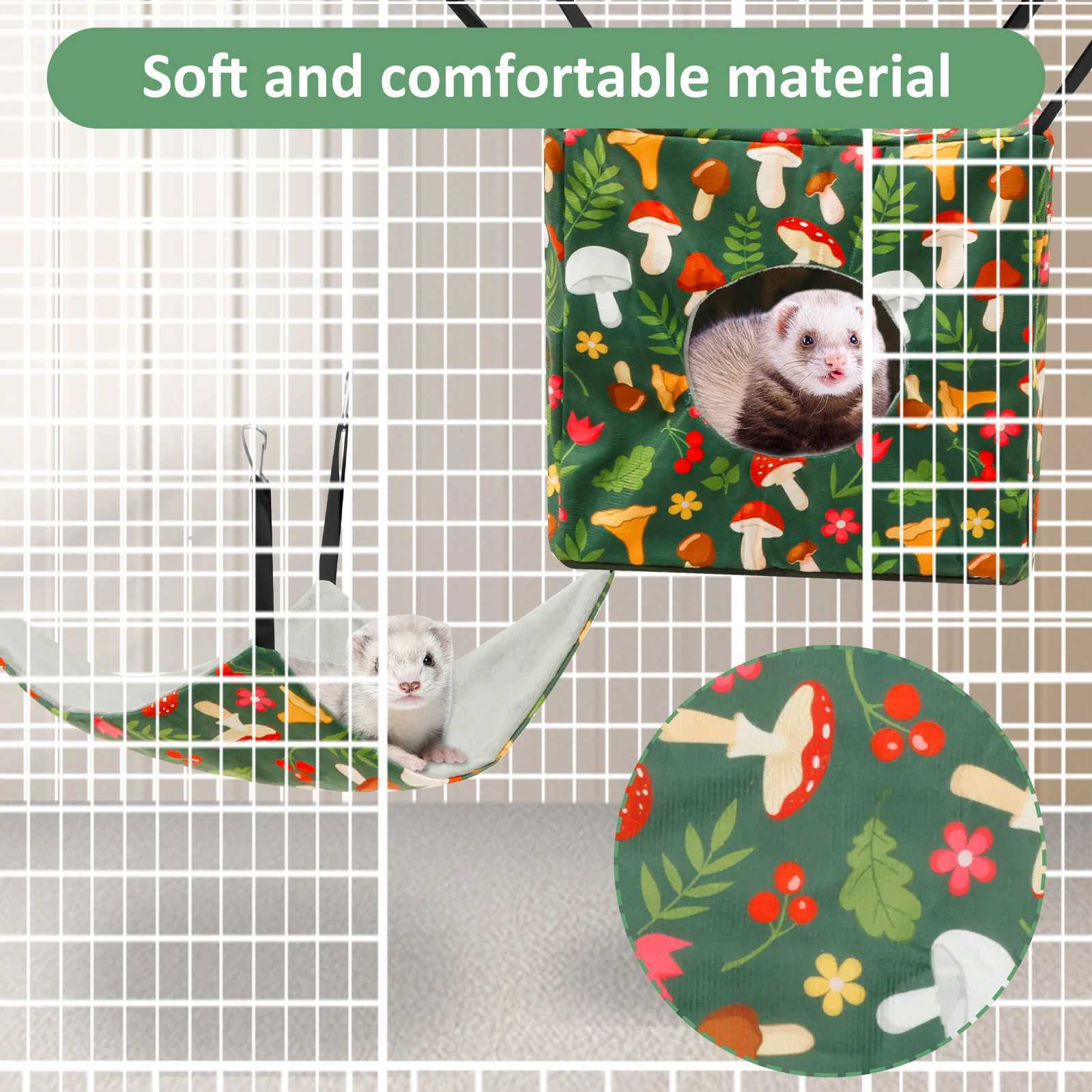 4Pcs Hamster Hammock Set Washable Guinea Pig Hideout Bed Soft Ferret Hanging Nest for Chinchilla Glider Squirrel M251206