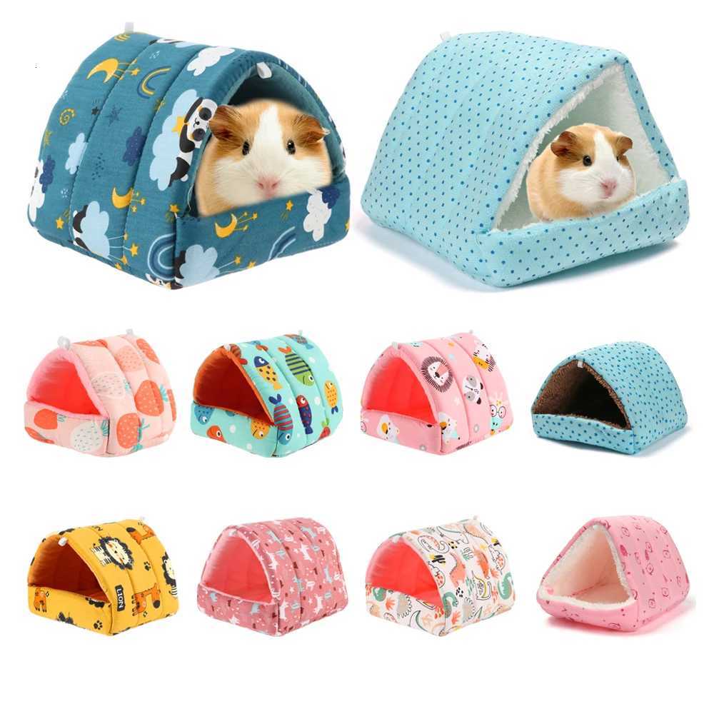Winter Cute Cartoon Rabbit Squirrel Mini Cage Guinea Pig Nest Small Animal Mice Rat Pet Sleeping Bed Hamster House Warm Soft Mat M251206