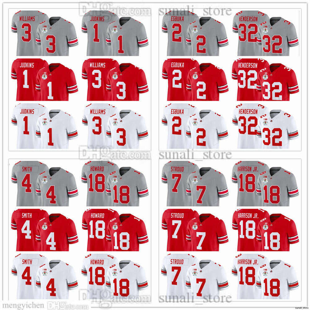 2025 Buckeyes Rose Bowl Football Jerseys 1 Quinshon Judkins 2 Emeka Egbuka 32 TreVeyon Henderson 4 Jeremiah Smith 18 Will Howard 3 Miyan Williams 18 Harrison 7 Stroud