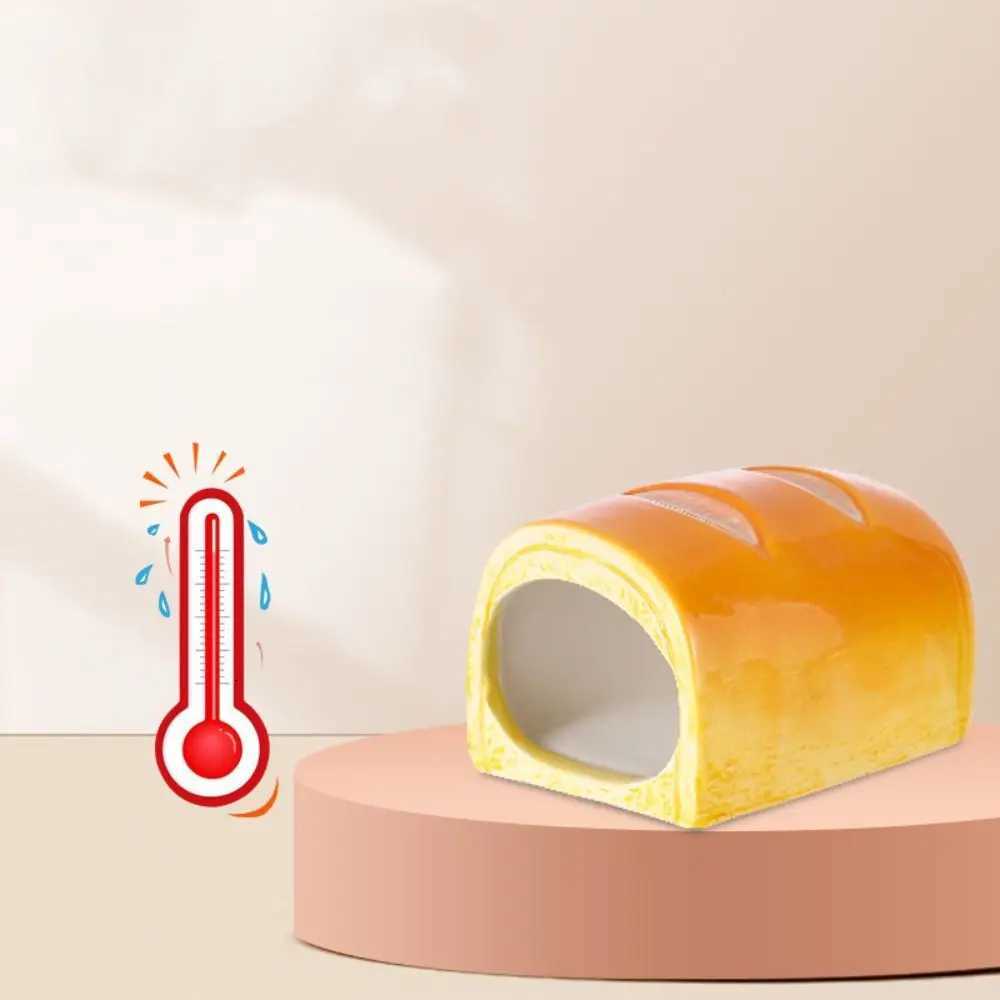 Hamster Landscaping Supplies Ceramic Hamster Nest Bread Shaped Cooling Pet Small House Cute Creative Hamster Bed Four Season M251206