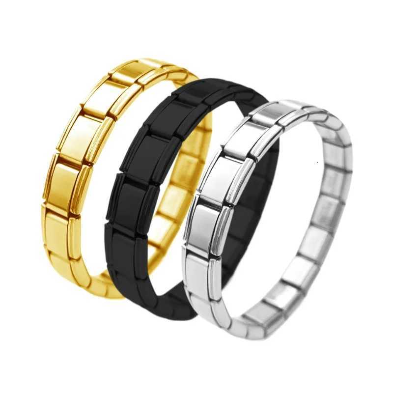 Simple Bangles Italian Links Stainless Steel 9mm Width Fashion Elastic Charm Bracelets For Women Men Daily Wear Jewelry Gifts W251206