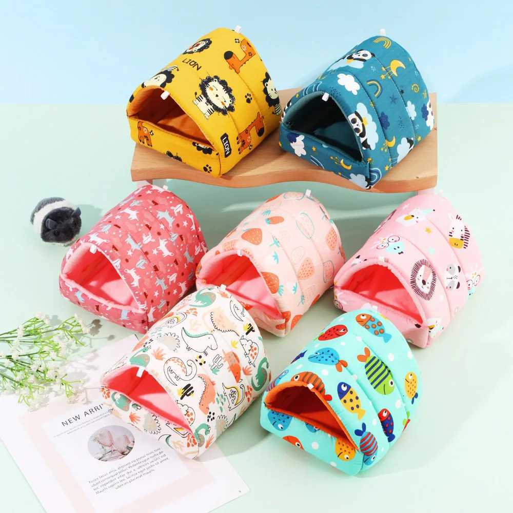 Winter Cute Cartoon Rabbit Squirrel Mini Cage Guinea Pig Nest Small Animal Mice Rat Pet Sleeping Bed Hamster House Warm Soft Mat M251206