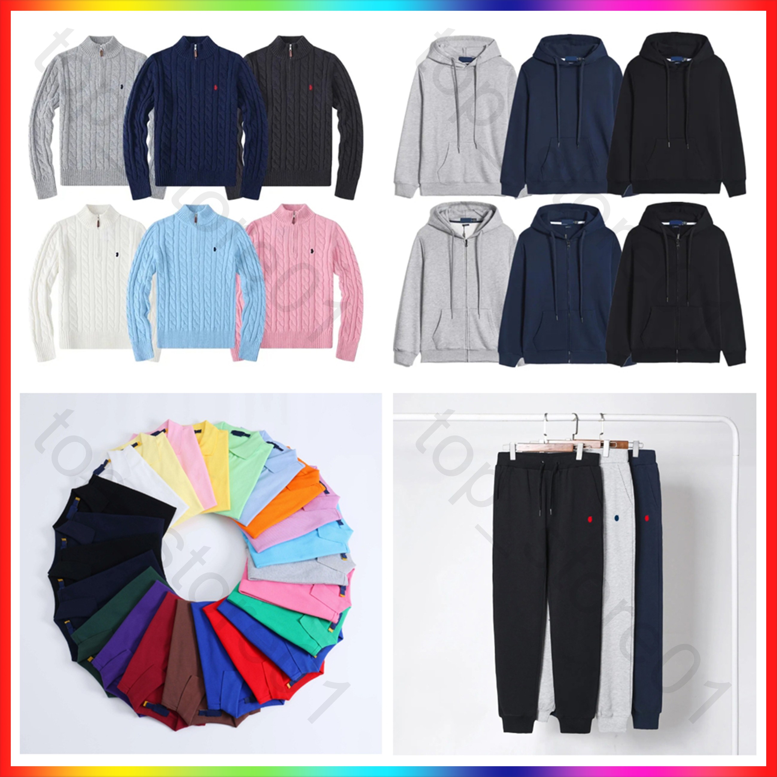 Polo Sweater Mens Hoodies Designer Men's Sweaters Clothing Polo Tracksuit Set Pullover Cotton Embroidery Horse Long Sleeve Casual Zip Up Sweatshirt Sweatsuit set