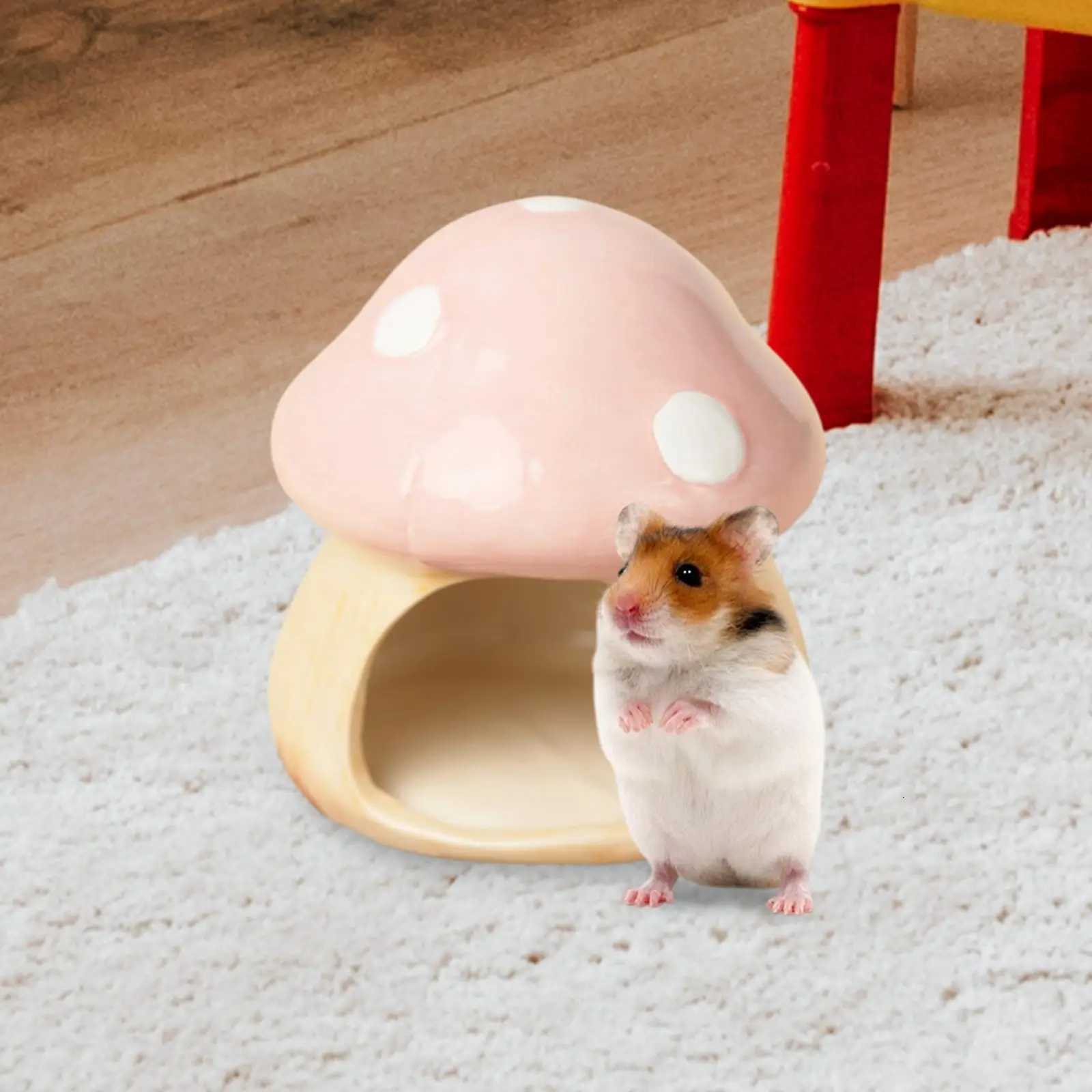 Ceramic Mushroom Shaped Hamster House Cartoon Guinea Pig Sleeping Nest for Chinchilla Hedgehog Rat Small Animals Supplies M251206