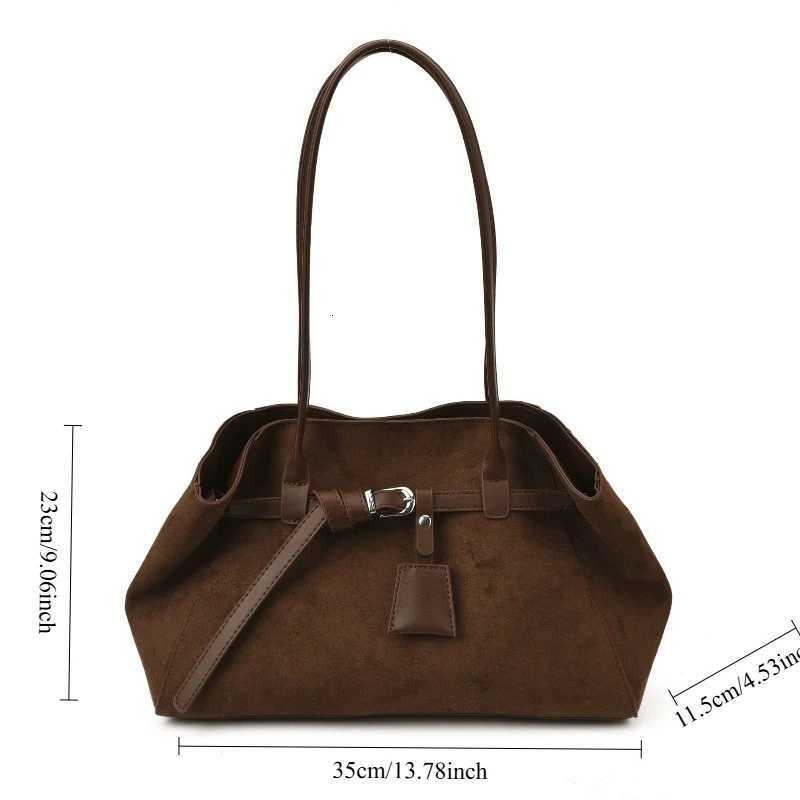 Suede Shoulder Bag Premium Large Capacity Tote Bag Fashion Versatile Commuter Underarm BagT251205