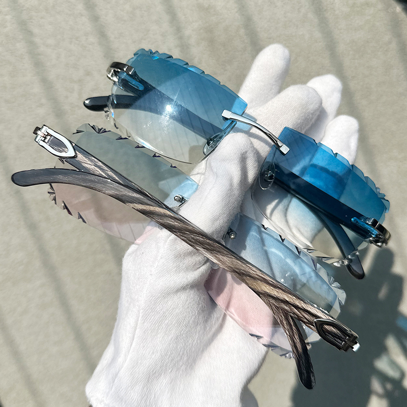 Small Diamond Cut Real Genuine Black Marble Buffs Sunglasses Mens Decoration Designer Classic Luxury Carter Stylish Sunglass Natural Buffalo Horn Eyewear 012