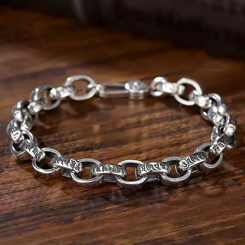 2023 Factory Price High Quality S925 Sterling Silver New Six-Character Mantra Bracelet Men Women Retro Trend Jewelry Gift W251206