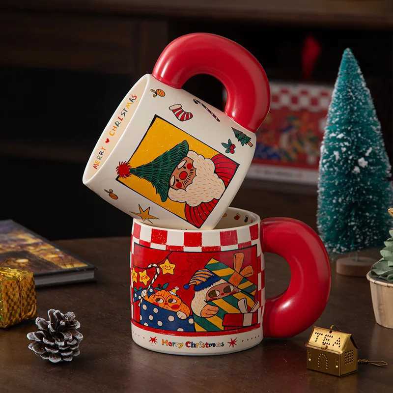 Cartoon Illustration Style Christmas Ceramic Mug Couple Water Cup Girls Christmas Gift Box Mug M251206 - view 4