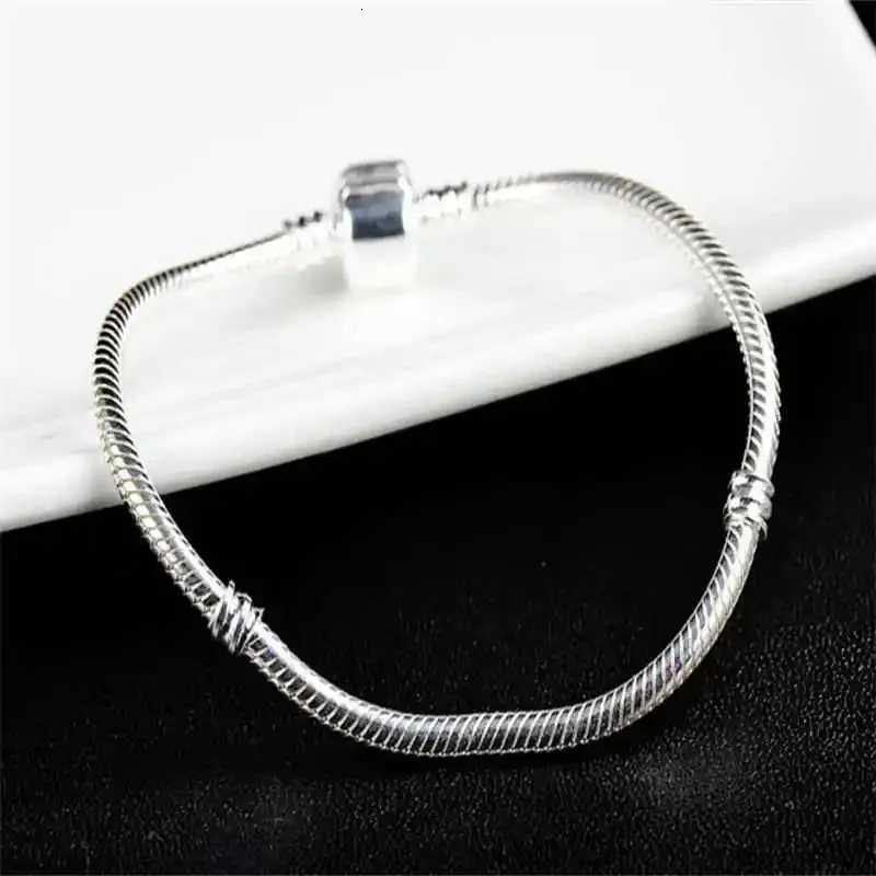 Famous Brand Original Certified 925 Sterling Silver Bracelet for Women DIY Charms Beads Snake Link Chain Classic Wrist Jewelry W251206